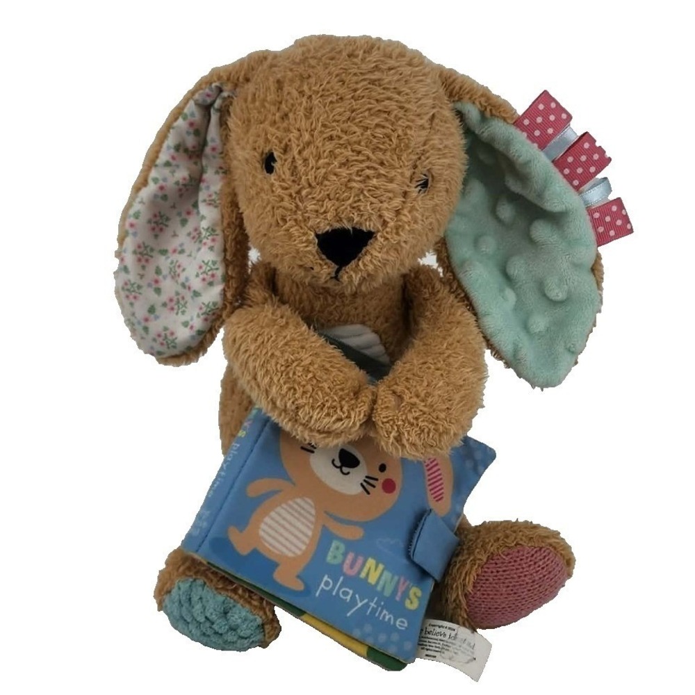 Make Believe Ideas‎ Plush Bunny Kids OS Tan Soft Book Sensory Toy Excellent
